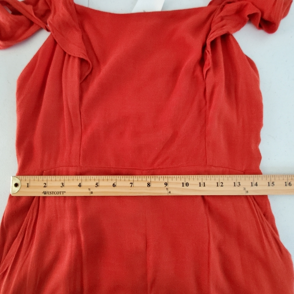 ASTR the Label Wide Leg Jumpsuit Size L Cutout Ruffles Pockets Square Neck NEW - Picture 8 of 15